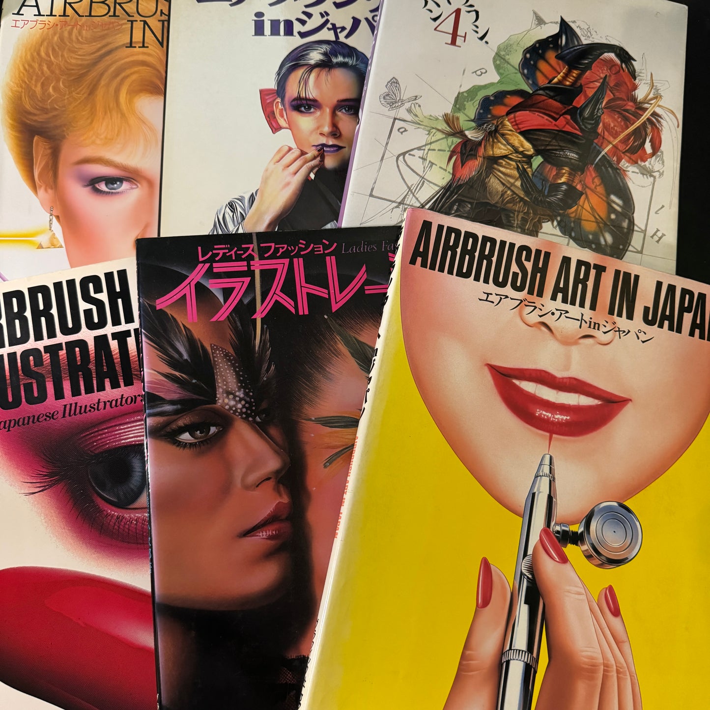 AIRBRUSH ART IN JAPAN no.1-4 , AIRBRUSH ILLUSTRATION, Ladies Fashion complete 6 books set